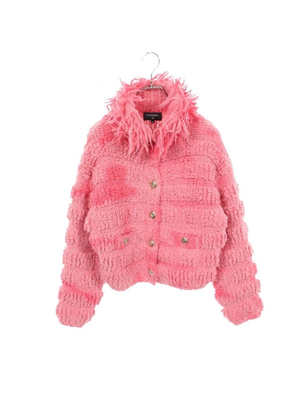 Chanel CC Logo Button Knit Wool Jacket